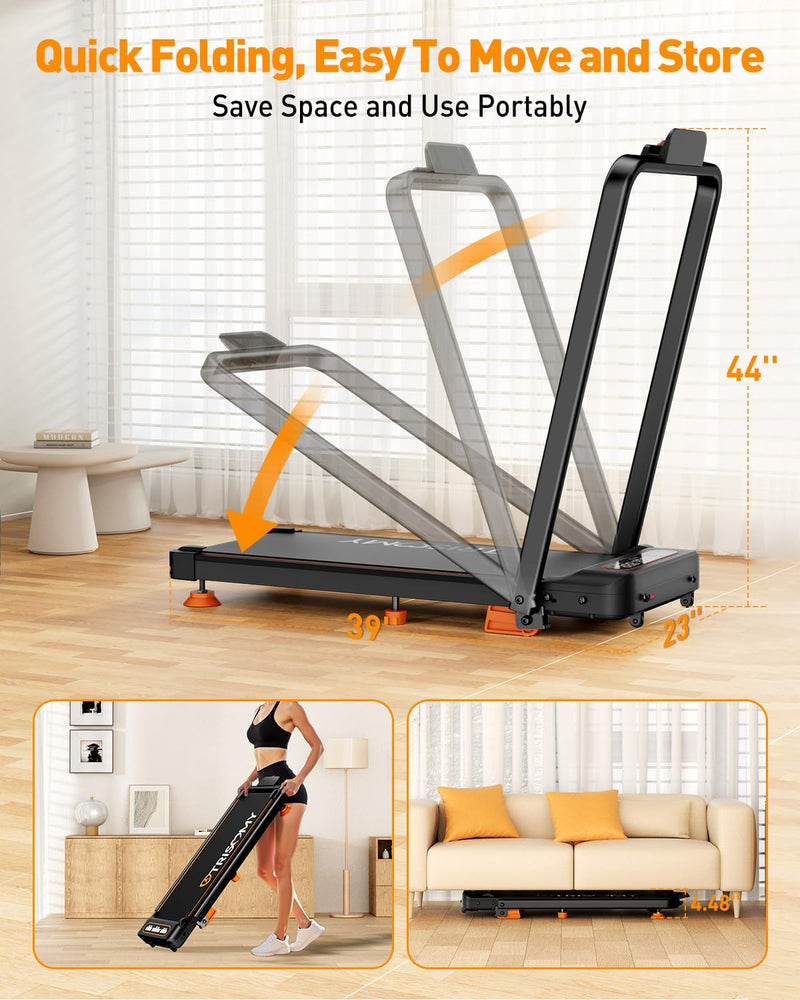 Load image into Gallery viewer, Walking Pad with 10% Incline & Handle Bar, Low Noise Walking Pad Treadmill for Home Small, Trisomy 3.5HP Treadmill with Incline, 4 in 1 Portable Compact Walking Pad with Incline/APP 350lbs