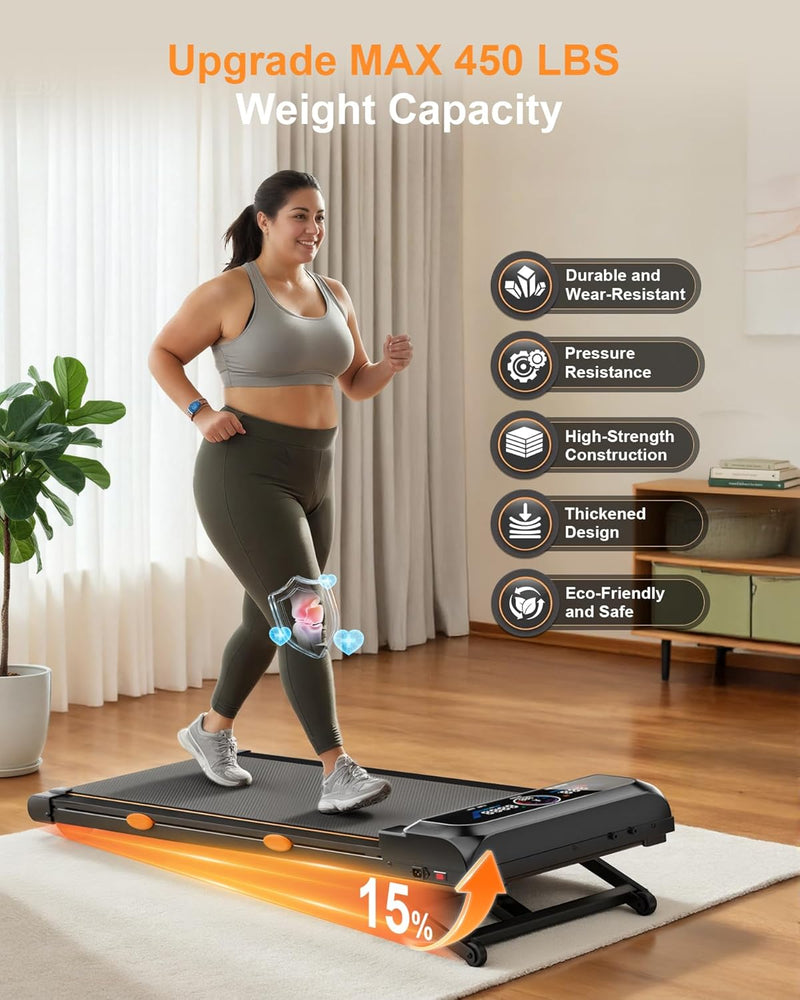 Load image into Gallery viewer, Walking Pad Treadmill with 15% Auto Incline 12-Level, Under Desk Treadmill for Home 450 lbs Capacity, Walking Pad with Incline, RGB UI Screen, Bluetooth Speaker & APP, 3.5HP Quiet Desk Treadmills