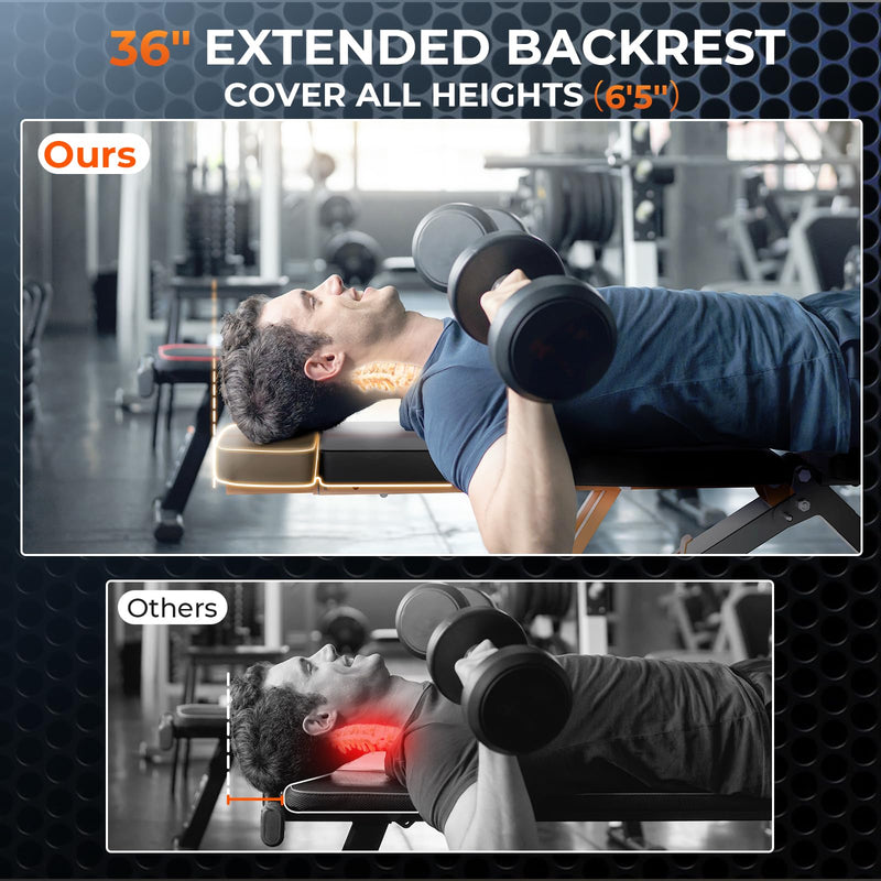 Load image into Gallery viewer, 1000LBS Adjustable Weight Bench - Foldable Flat/Incline Bench for Home Gym Strength Training with 36" Backrest and Heavy - Duty Steel Frame - Rayspace
