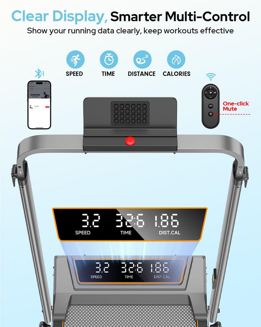 Walking Pad Treadmill with Incline Handle Bar , 2.5HP Portable Treadmill for Home