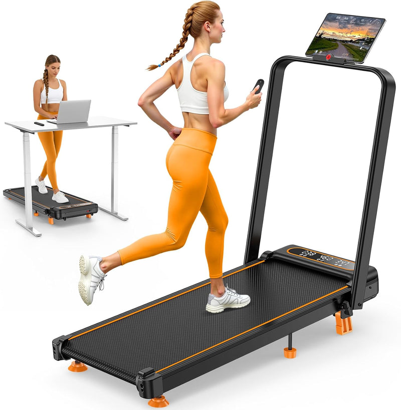 Load image into Gallery viewer, Folding Walking Pad with 12% Incline/RGB Light/Dual Screen Display, 3.5HP Treadmills for Home
