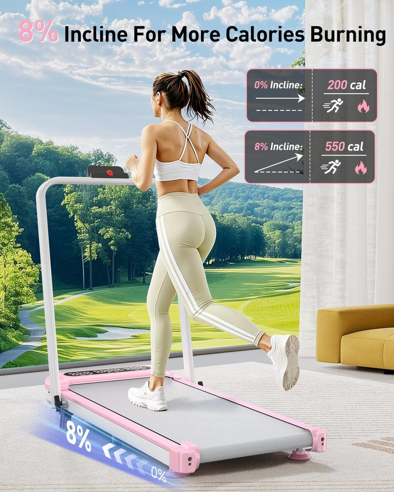 Load image into Gallery viewer, Foldable Treadmill with 8% Incline, Upgrade 3.5HP Low Noise Walking Pad Treadmill with Handle Bar
