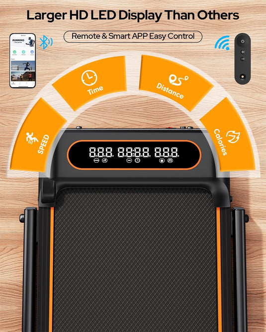 Folding Walking Pad with 12% Incline/RGB Light/Dual Screen Display, 3.5HP Treadmills for Home