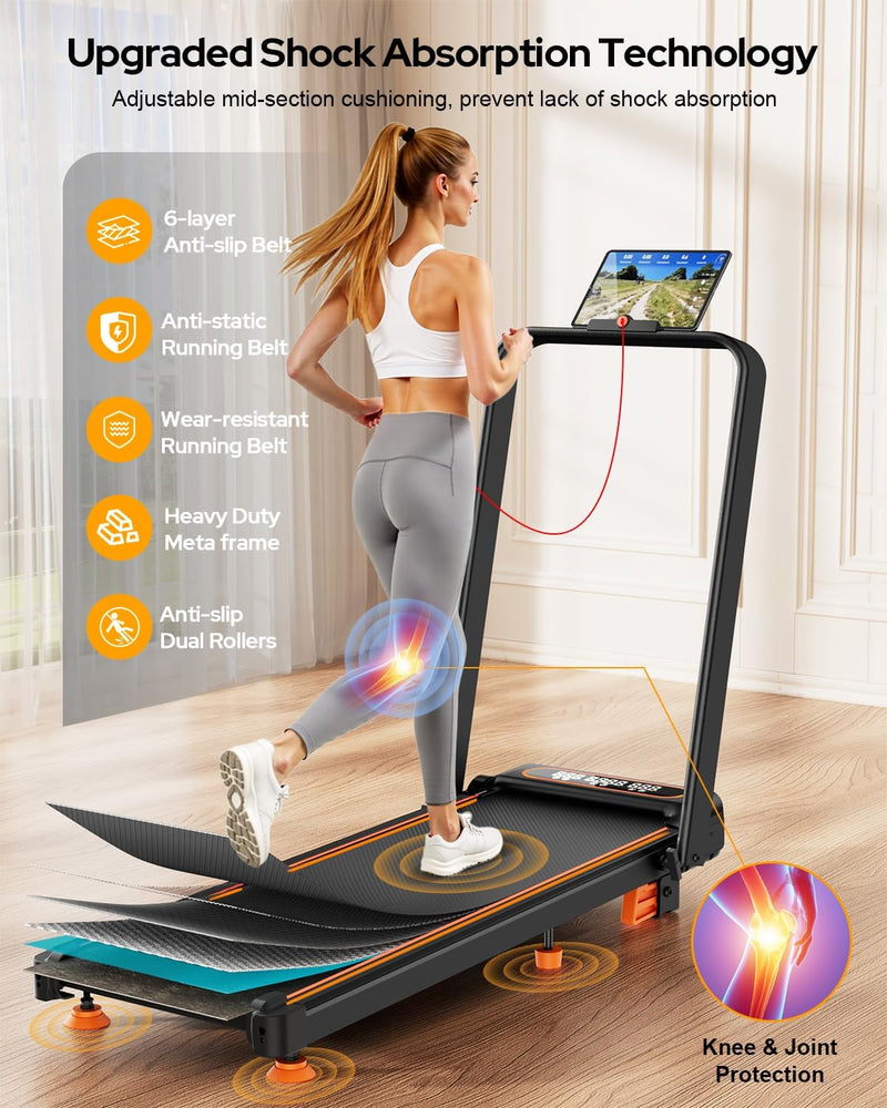 Load image into Gallery viewer, Folding Walking Pad with 12% Incline/RGB Light/Dual Screen Display, 3.5HP Treadmills for Home
