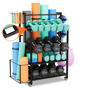 600LBS Dumbbell Rack - Adjustable Weight Stand with Wheels for Home Gym Storage - Rayspace