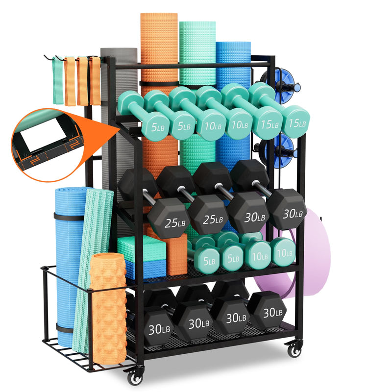 Load image into Gallery viewer, 600LBS Dumbbell Rack - Adjustable Weight Stand with Wheels for Home Gym Storage - Rayspace
