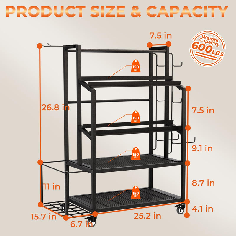 Load image into Gallery viewer, 600LBS Dumbbell Rack - Adjustable Weight Stand with Wheels for Home Gym Storage - Rayspace
