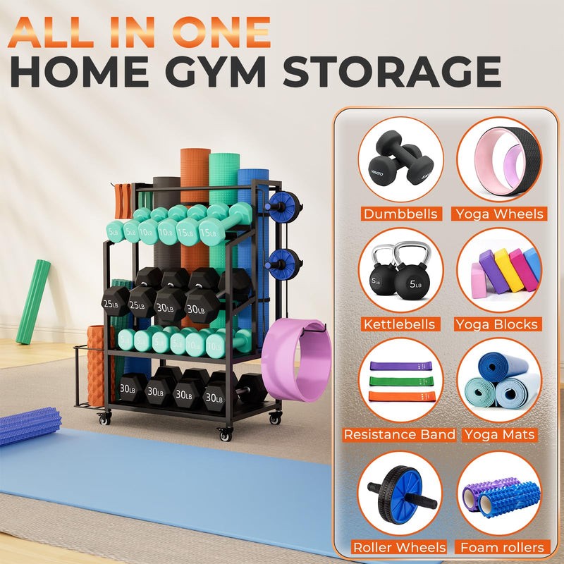 Load image into Gallery viewer, 600LBS Dumbbell Rack - Adjustable Weight Stand with Wheels for Home Gym Storage - Rayspace
