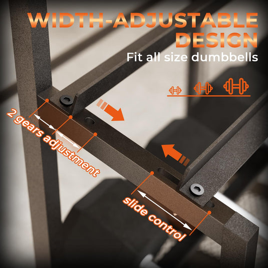 600LBS Dumbbell Rack - Adjustable Weight Stand with Wheels for Home Gym Storage - Rayspace