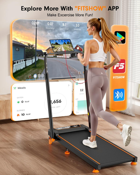 Walking Pad Treadmill with 12% Incline & Adjustable Height, 4 in 1 Folding Under Desk Treadmill