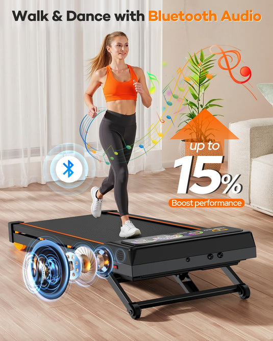 Walking Pad Treadmill with 15% 12-Level Auto Incline, 450 lbs Capacity UI Screen, 3.5HP Quiet Under Desk Treadmill
