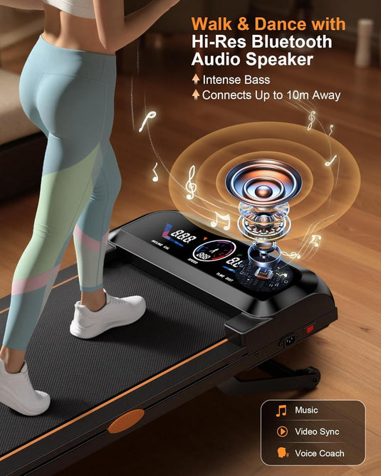 Walking Pad Treadmill with 15% Auto Incline 12-Level, Under Desk Treadmill for Home 450 lbs Capacity, Walking Pad with Incline, RGB UI Screen, Bluetooth Speaker & APP, 3.5HP Quiet Desk Treadmills