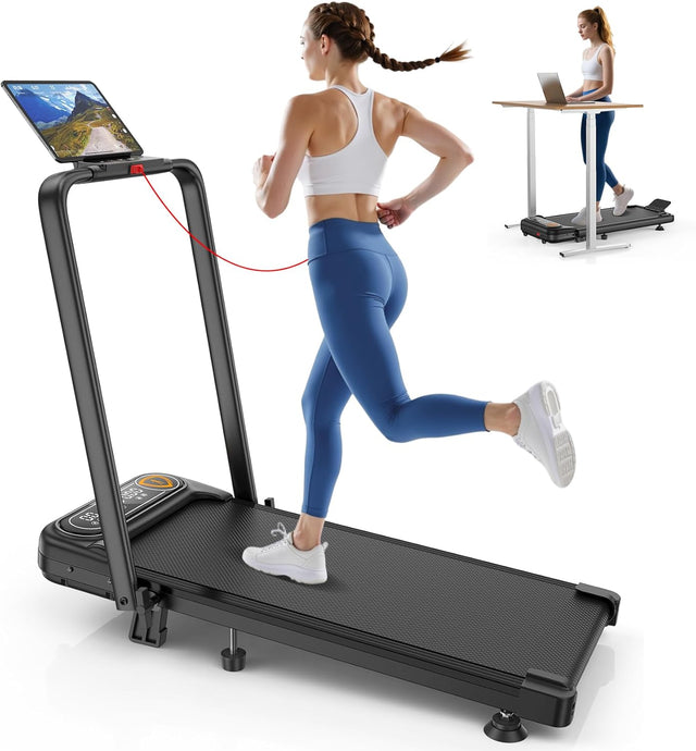 Walking Pad with 8% Incline, Upgrade 3.5HP Low Noise Treadmill with Handle Bar