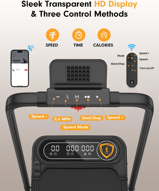 Walking Pad with 8% Incline, Upgrade 3.5HP Low Noise Treadmill with Handle Bar