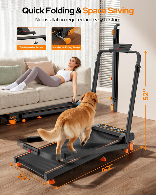 Walking Pad Treadmill with 12% Incline & Adjustable Height, 4 in 1 Folding Under Desk Treadmill