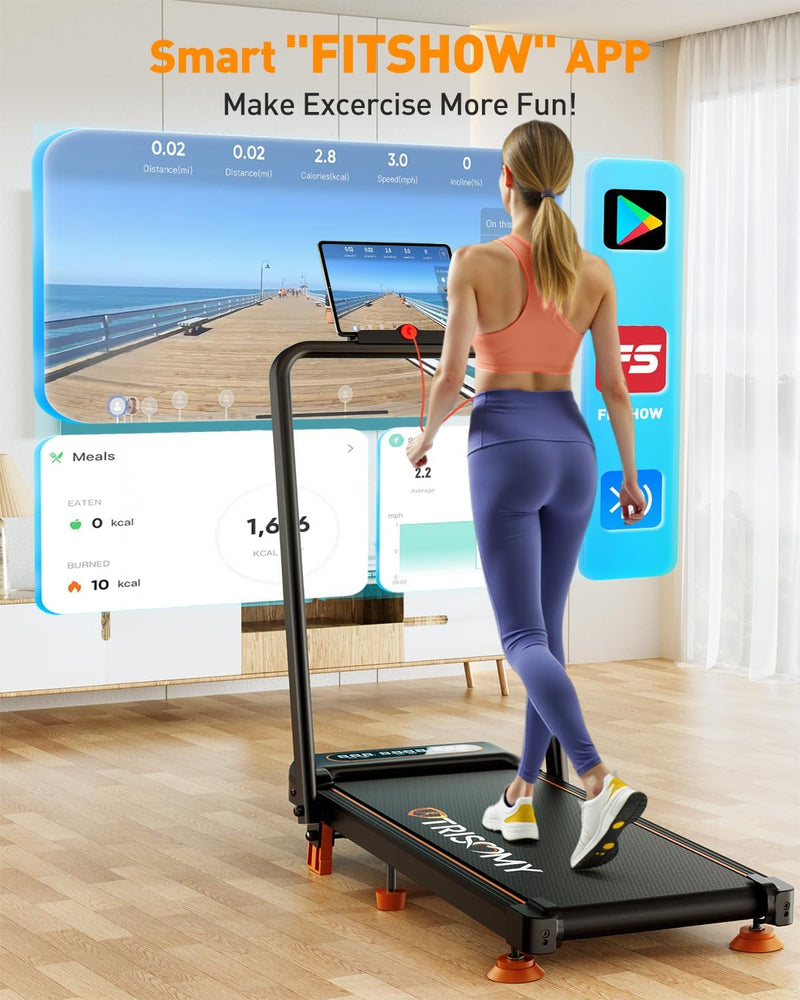 Load image into Gallery viewer, Walking Pad with 10% Incline &amp; Handle Bar, Low Noise Walking Pad Treadmill for Home Small, Trisomy 3.5HP Treadmill with Incline, 4 in 1 Portable Compact Walking Pad with Incline/APP 350lbs
