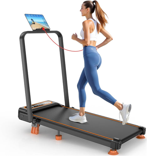 Walking Pad Treadmill with Incline & Handle Bar, 2.5HP Portable Treadmill for Home Small, Under Desk Compact Walking Pad 300+lb Capacity, Shock Absorption, 0.6-6mph, Smart App, RGB Light