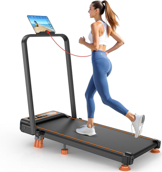 Walking Pad Treadmill with Incline & Handle Bar, 2.5HP Portable Treadmill for Home Small, Under Desk Compact Walking Pad 300+lb Capacity, Shock Absorption, 0.6-6mph, Smart App, RGB Light