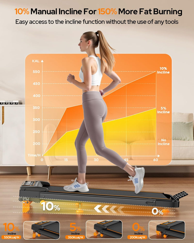 Load image into Gallery viewer, Walking Pad Treadmill with 12% Incline &amp; Adjustable Height, 4 in 1 Folding Under Desk Treadmill
