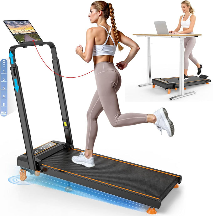 Walking Pad Treadmill with 12% Incline & Adjustable Height, 4 in 1 Folding Under Desk Treadmill
