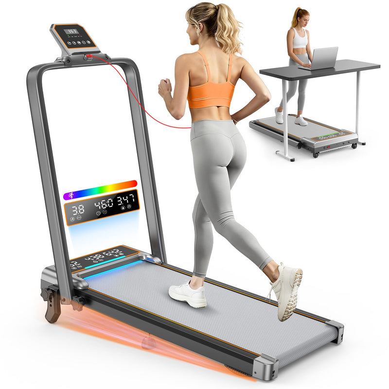 Load image into Gallery viewer, Walking Pad Treadmill with 12% Incline &amp; Dual LED Display, 4 in 1 Walking Pad with Handle Bar

