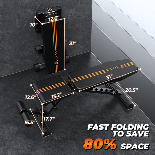 800LBS Adjustable Weight Bench - Foldable Incline/Decline Bench for Home Gym - Rayspace