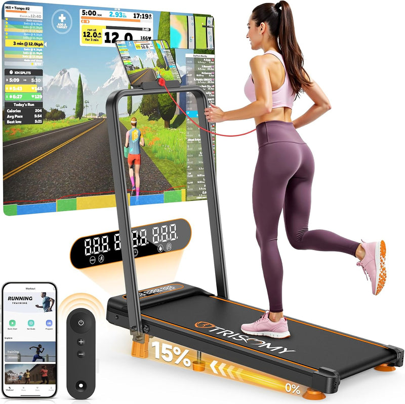 Load image into Gallery viewer, Walking Pad with 10% Incline &amp; Handle Bar, Low Noise Walking Pad Treadmill for Home Small, Trisomy 3.5HP Treadmill with Incline, 4 in 1 Portable Compact Walking Pad with Incline/APP 350lbs
