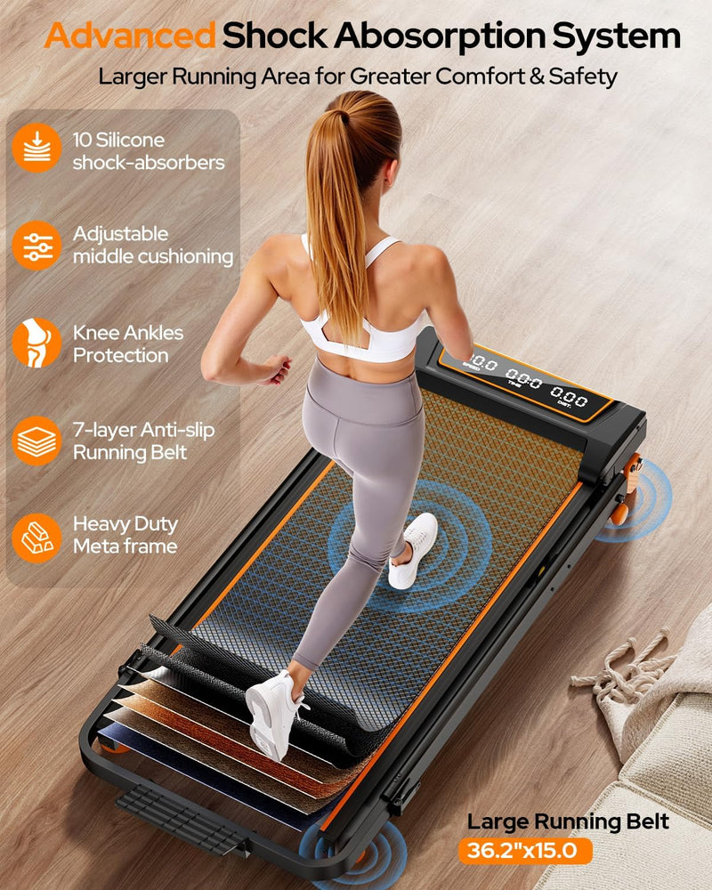 Load image into Gallery viewer, Walking Pad Treadmill with 12% Incline &amp; Adjustable Height, 4 in 1 Folding Under Desk Treadmill

