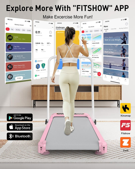 Foldable Treadmill with 8% Incline, Upgrade 3.5HP Low Noise Walking Pad Treadmill with Handle Bar