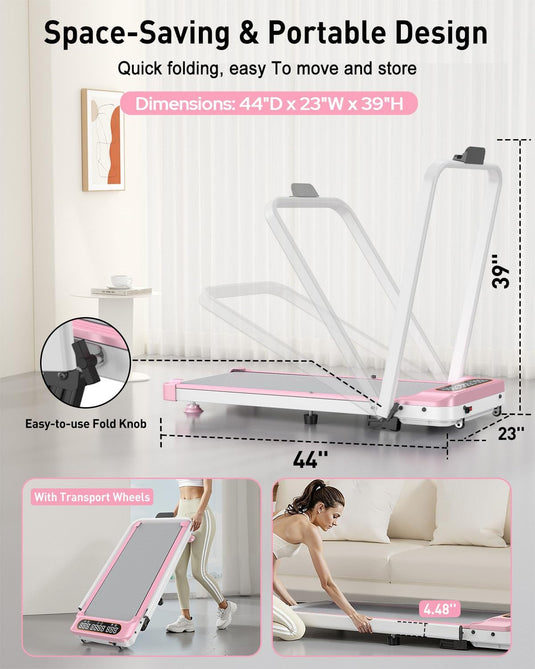 Foldable Treadmill with 8% Incline , Upgrade 3.5HP Low Noise Walking Pad Treadmill with Handle Bar - Rayspace