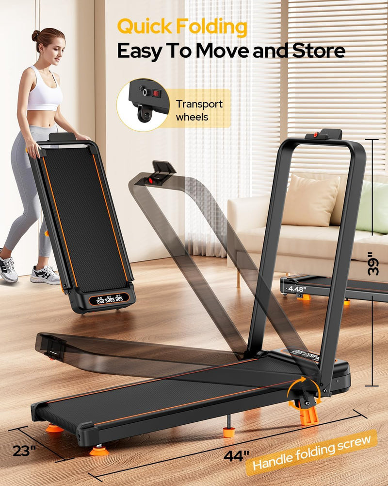 Load image into Gallery viewer, Folding Walking Pad with 12% Incline/RGB Light/Dual Screen Display , 3.5HP Treadmills for Home - Rayspace
