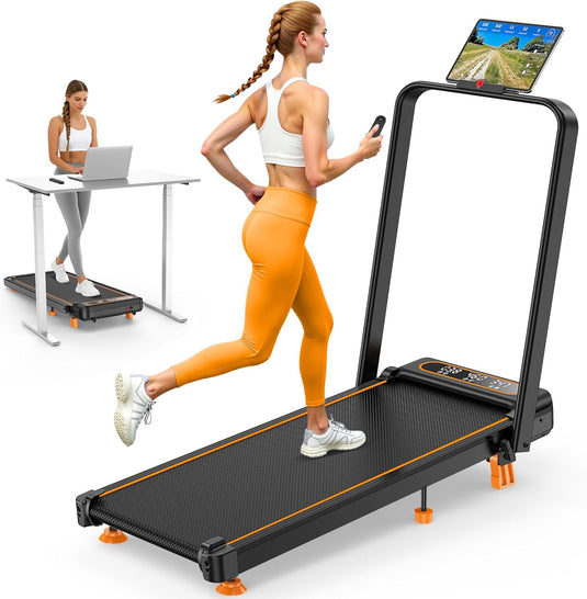 Folding Walking Pad with 12% Incline/RGB Light/Dual Screen Display , 3.5HP Treadmills for Home - Rayspace