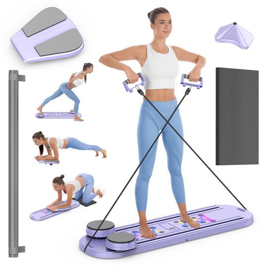 Pilates Board , Foldable Pilates Reformer Set 7 in 1 Multi - Purpose pilates equipment for Women Full Body Workouts at Home - Rayspace