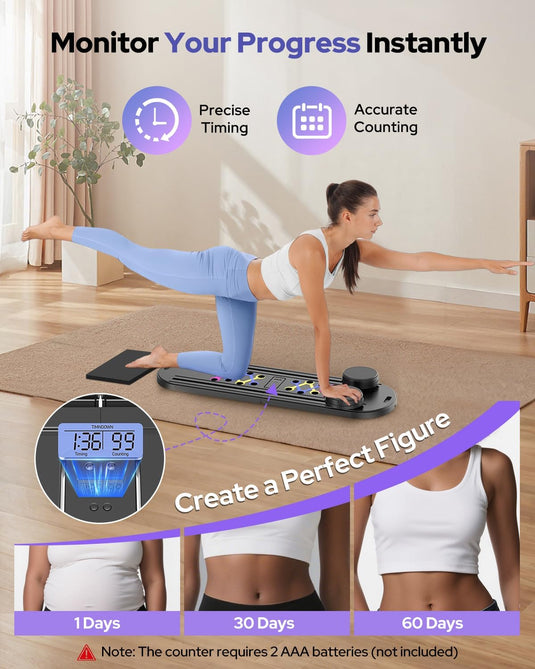 Pilates Board , Foldable Pilates Reformer Set 7 in 1 Multi - Purpose pilates equipment for Women Full Body Workouts at Home - Rayspace