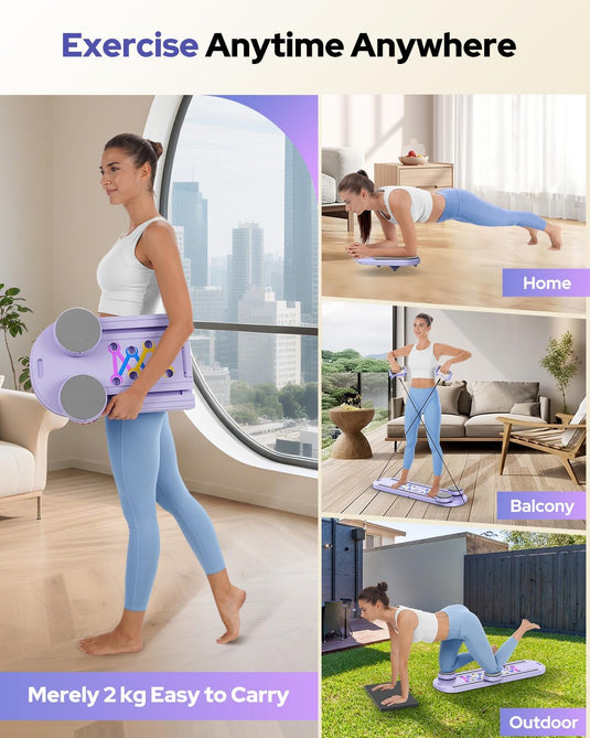 Pilates Board , Foldable Pilates Reformer Set 7 in 1 Multi - Purpose pilates equipment for Women Full Body Workouts at Home - Rayspace