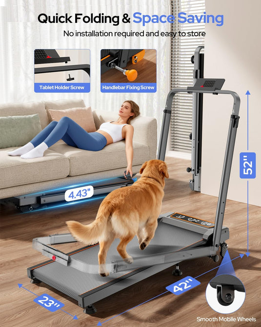 Walking Pad Treadmill with 12% Incline & Adjustable Height - Rayspace