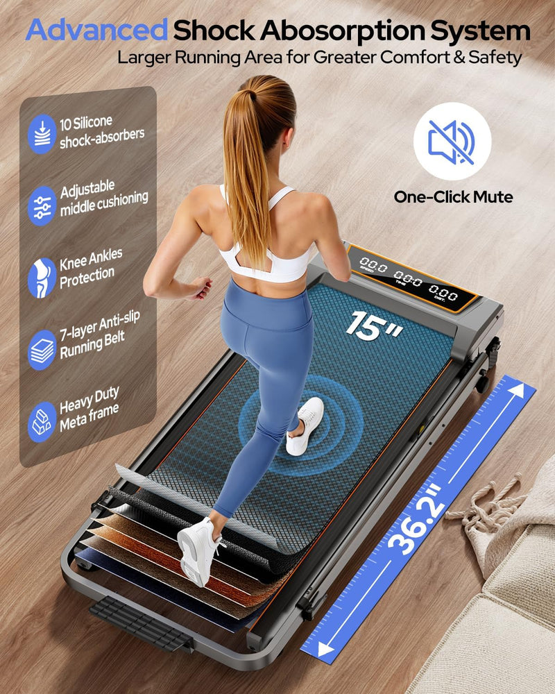 Load image into Gallery viewer, Walking Pad Treadmill with 12% Incline &amp; Adjustable Height - Rayspace
