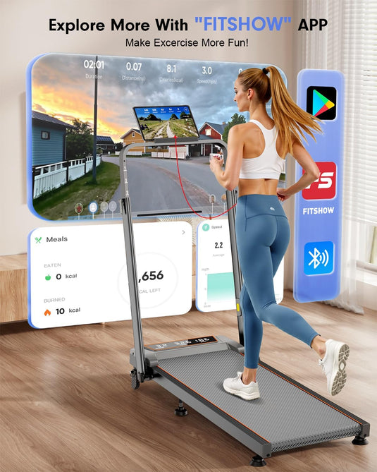 Walking Pad Treadmill with 12% Incline & Adjustable Height - Rayspace