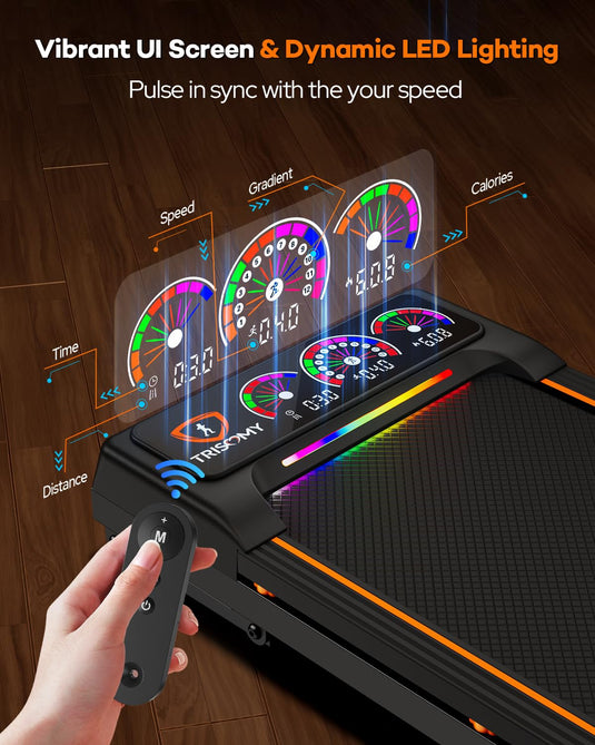 Walking Pad Treadmill with 15% 12 - Level Auto Incline, 450 lbs Capacity UI Screen, 3.5HP Quiet Under Desk Treadmill - Rayspace