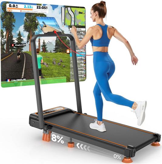Walking Pad Treadmill with 8% Incline & Handle Bar , 3.5HP Portable Treadmill for Home - Rayspace