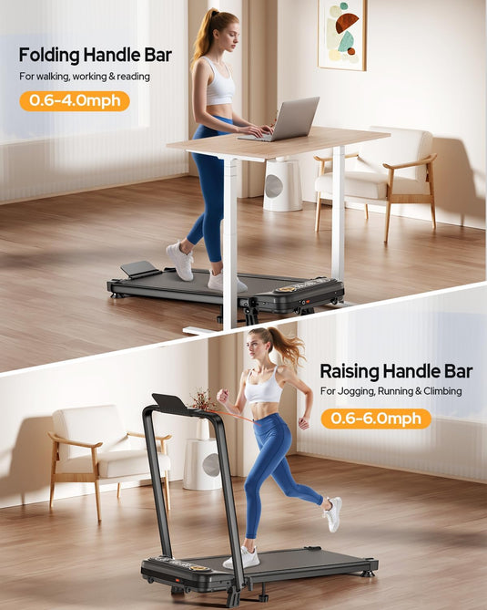 Walking Pad with 8% Incline , Upgrade 3.5HP Low Noise Treadmill with Handle Bar - Rayspace